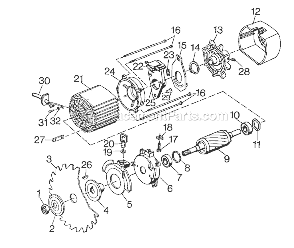 Page A Diagram and Parts List for 1712 Type 1 Black and Decker Chop Saw